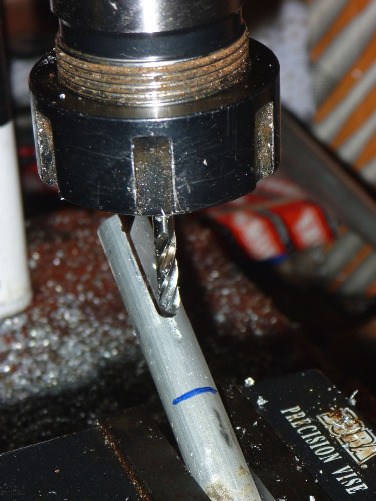 milling angled slot in door bolt pushrod