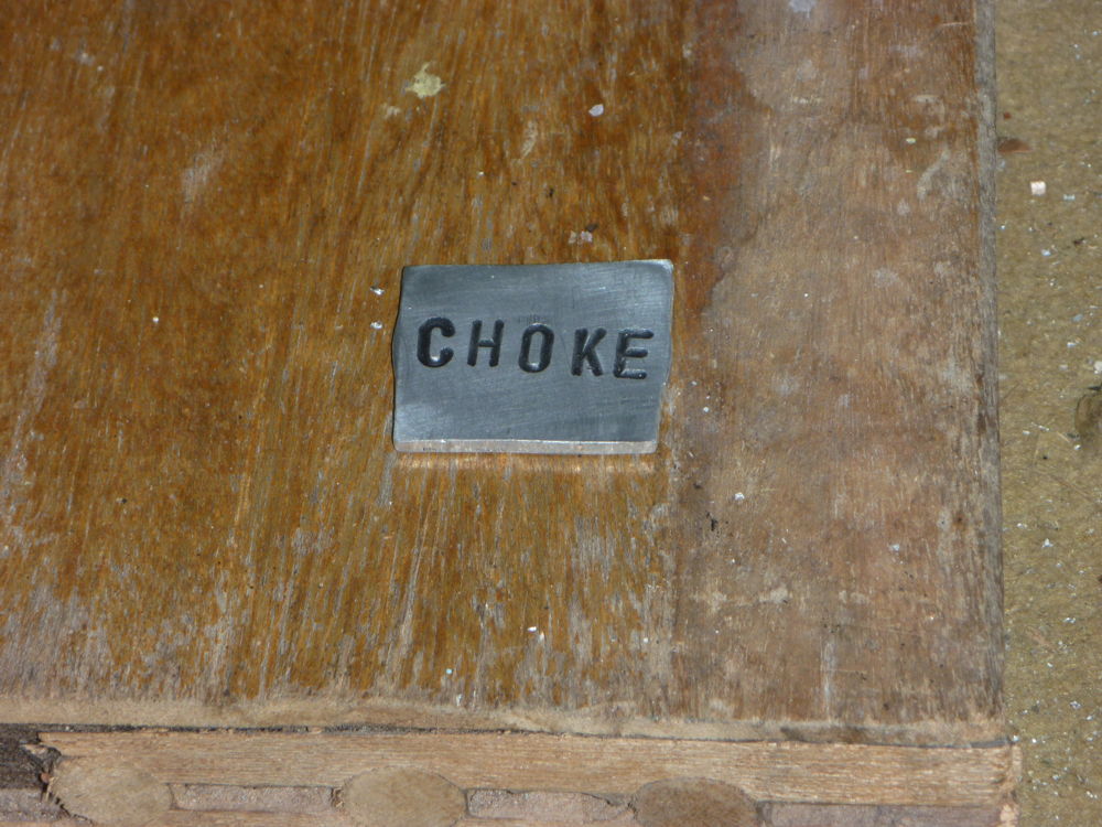 choke T-handle lettering trial
